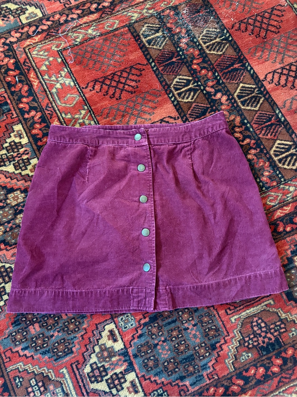 Old Navy Plum Corduroy Button-Front Mini Skirt